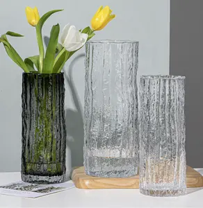 北欧のインスタイルネットレッドエクストリームフリーズ花瓶氷河透明フラワーアレンジメントローズフラワーリビングルーム花瓶ガラス