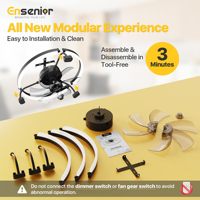 Ventilateur de plafond à profil bas de 20 pouces avec lumières et télécommande, ventilateur de plafond encastré noir avec commande par application, 2200 CFM pour chambre à coucher