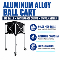 Chariot de transport pliable en alliage d'aluminium inoxydable pour ballons de volley-ball, de basketball, de football, de paddle-tennis et de tennis, avec sac de transport et roues
