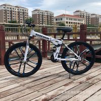 Vélo pliable à prix d'usine, vélo de montagne à double suspension 24/26 pouces, vélo pliable en acier à haute teneur en carbone, roue intégrée