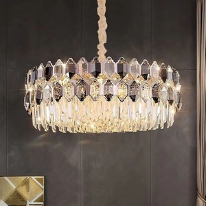 Modern Light Luxury Crystal Chandelier Simple Round Villa Living Room Lustre Restaurant Bedroom Suspension - Product Image 4