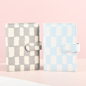 A6 PU in pelle <span class=keywords><strong>a</strong></span> scacchi <span class=keywords><strong>quaderni</strong></span> <span class=keywords><strong>quaderni</strong></span> 6 fori raccoglitore ad anelli <span class=keywords><strong>con</strong></span> porta carte per risparmio economico Planner Binder - Product Image 3