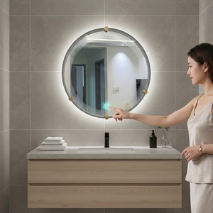 Espejo <span class=keywords><strong>de</strong></span> Baño Inteligente con Logotipo/Tamaño/Forma Personalizados, Fabricante <span class=keywords><strong>de</strong></span> <span class=keywords><strong>Espejos</strong></span> con <span class=keywords><strong>Luz</strong></span> LED OEM ODM, Espejo Redondo con Marco Negro para Hotel - Product Image 2