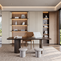 Ensemble bureau et étagère murale en bois courbé sur mesure, avec tiroirs, écologique, gain de place, moderne, pour bureau à domicile