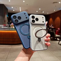 Funda Magnética Refrigerante de Alta Calidad para iPhone 17 16 15 14 Pro Max, con Rejilla Transpirable Tipo Panal de Abeja, Cubierta Trasera Convertible