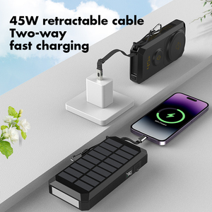 แบตสำรองพลังงานแสงอาทิตย์คุณภาพสูง 10000mAh ชาร์จเร็ว สายชาร์จแบบยืดหดได้ ชาร์จไร้สายแบบแม่เหล็ก - Product Image 6