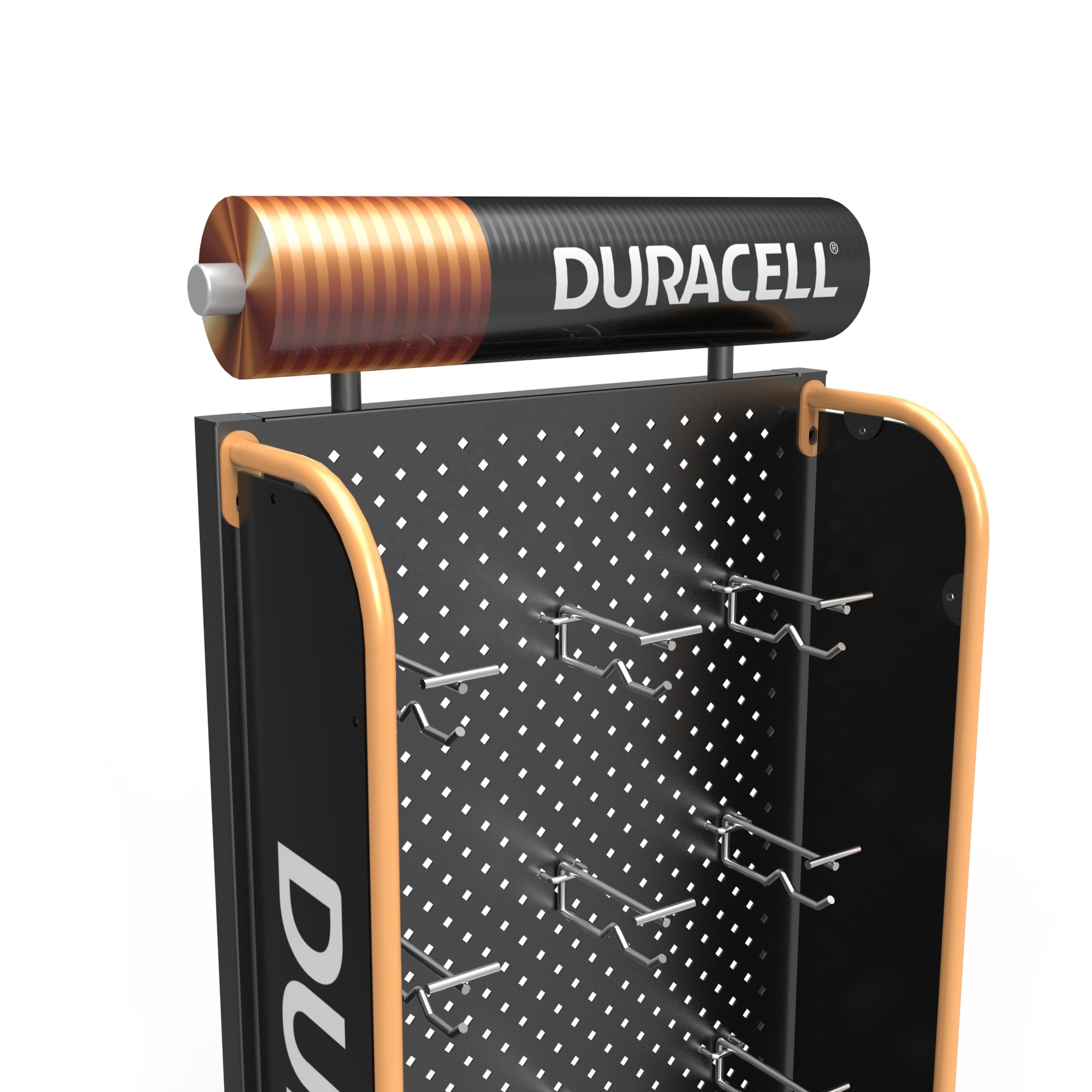 AA Battery Display Rack Pegboard Floor Display Stand with Hanging Hooks — view 4