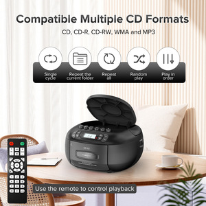 Boombox portable avec lecteur de cassettes, lecteur MP3 BT USB, télécommande, radio AM FM, pour la maison, la cuisine, ou comme cadeau - Product Image 5