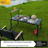 Table tactique IGT en acier au carbone, bureau pliable de camping en plein air avec tige hydraulique, semi-automatique, fonctionnement à un bouton pour barbecue