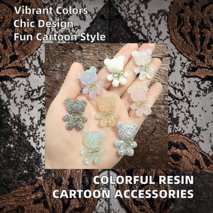 CECE CECE-CJM-0019 Pinza de Pelo y Accesorios para Funda de Teléfono con Diseño de Oso de Resina Colorida con Lazo Completo de Dibujos Animados, Modelo de Moda DIY - Product Image 2