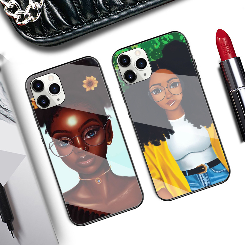 Black Girl Melanin Phone Case UV Printed Tempered Glass TPU Shockproof Cover for iPhone Samsung Fashion Mobile Accessories · image 2