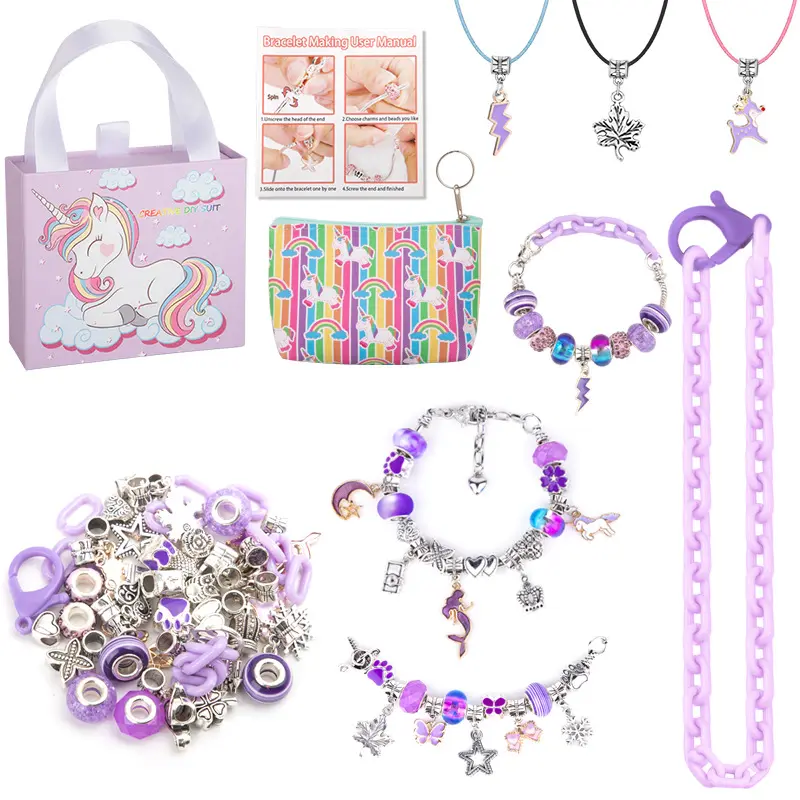 Beading Kits crystal glass Beads charms Set for DIY Jewelry Necklace Bracelet Making Children's educational toys gift package