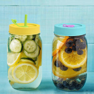Tapa de silicona para tarro Mason, tapa dividida a prueba de fugas de doble cara con boquilla para pajita, tapa selladora para botella de vidrio para bebidas - Product Image 1