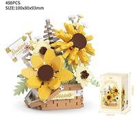 Haute qualité en plastique assemblé panier fleur briques de construction ensemble Mini blocs pour bureau à domicile décor jouets/cadeaux fleurs artificielles