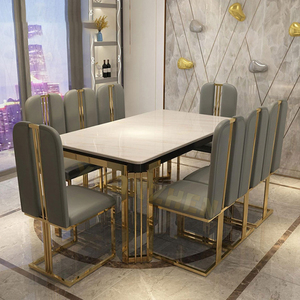 <strong>Dining</strong> Room Furniture <strong>White</strong> Modern Stainless Steel Stone Gold Luxury Marble <strong>Dining</strong> <strong>Table</strong> <strong>Set</strong> Restaurant <strong>Dining</strong> <strong>Tables</strong> - Product Image 5