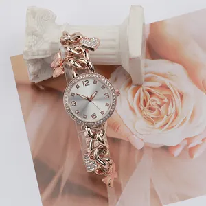Pulseira feminina personalizada com relógio de liga de diamante de alta qualidade