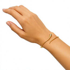Brazalete Serpiente Envolvente Chapado en Oro de 18k Plata de Ley 925 Ajustable Joyería Minimalista de Moda Regalo para Mujer - Product Image 1