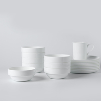 Vaisselle en porcelaine blanche de qualité supérieure P&T, bol rond empilable pour salade, soupe, fruits, riz, compatible lave-vaisselle et four