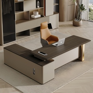 Escritorio Ejecutivo de Lujo, Moderno, de Madera, Mesa de Oficina para Jefe, Escritorio de <span class=keywords><strong>Director</strong></span> de Alta Gama con Gabinete Lateral, Muebles de Oficina Grandes para CEO - Product Image 2