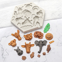 JY0489H Hot Animal Zoo Silicone Moule 2 Couleurs Sans Sucre Artisanat Fondant Outils Cuisson Décoratif Gâteau Moule Cuisine Accessoires