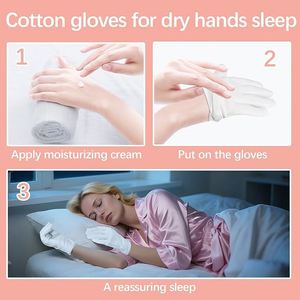 ถุงมือผ้าฝ้ายสีขาวสำหรับผู้ใหญ่ สำหรับการตรวจสอบเครื่องประดับ ป้องกันผิวแห้ง บำรุงผิวชุ่มชื้นสำหรับผู้ที่มีอาการผื่นคันคืนหลังนอน - Product Image 4