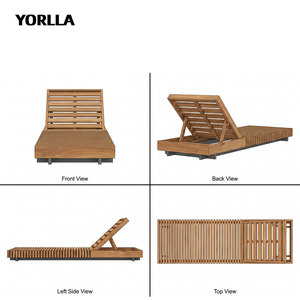 Chaise longue réglable en teck pour <span class=keywords><strong>piscine</strong></span> de complexe hôtelier, résistante aux intempéries - Product Image 5