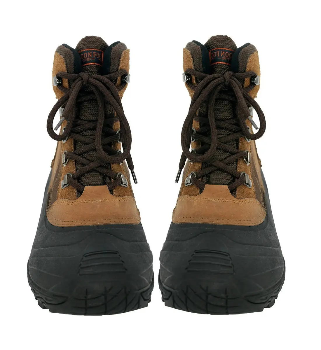 Sepatu bot kulit untuk pria, sepatu bot salju musim dingin luar ruangan warna coklat hangat tahan air