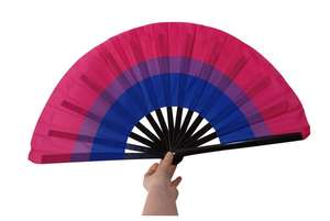 Abanicos Plegables de Bambú de 33 cm (13 Pulgadas) con Mango de Plástico de Poliéster, Pintados para Navidad, en Blanco y Negro, de Fábrica - Product Image 3