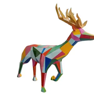 Sika hirsch Schöne verschiedene Größen Hirsch bunte Tiermalerei Back farbe Edelstahl Skulptur 2 Meter hoch