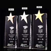 Trophée personnalisé en cristal K9, plaque en verre vierge avec logo gravé au laser étoile dorée pour cadeau d'entreprise ou souvenir