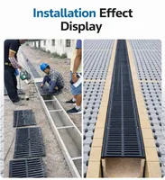 Caniveau de drainage linéaire en béton polymère avec grille en fonte D400, drain de tranchée robuste pour routes et parkings