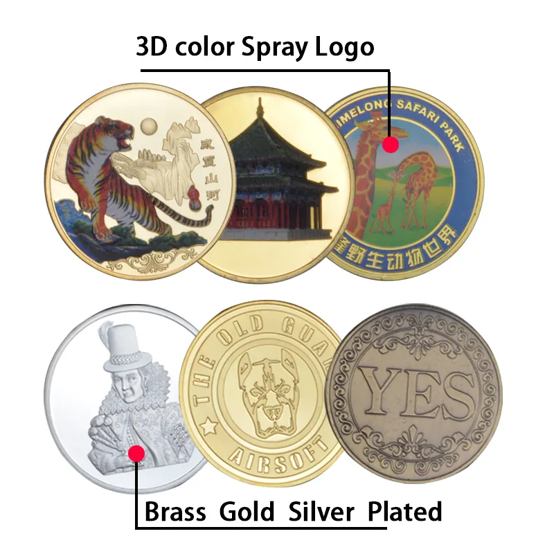 عملة تذكارية فارغة يمكنك وضع شعارك عليها حسب الطلب عملة تذكارية معدنية ثلاثية الأبعاد من النحاس والذهب والفضة