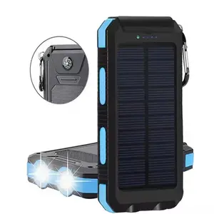 Fornecedor de banco de energia solar Rohs para uso externo, carregador portátil de painel solar 8000 10000mah, bateria solar à prova d'água por atacado