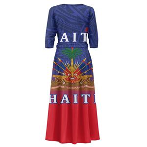 <span class=keywords><strong>Abiti</strong></span> <span class=keywords><strong>taglie</strong></span> forti haitiani per donna 3/4 maniche a V Max abito da donna con cintura alla moda eleganti e sinuosi Vestidos Vestidos - Product Image 4