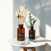 30ml 50ml 125ml 250ml Diffuseur en verre transparent ambré Flacons de parfum noirs avec boîte Bouchon en bois Flacon diffuseur de décoration intérieure