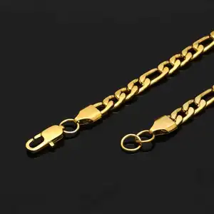 Hot Selling Chain Neck Chain Basic Men's And Women's Retro Gold Solid Metal Jewelry