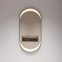 Miroir de salle de bain moderne à LED avec fonction loupe sable haut vers le bas, forme rectangle, verres lumineux en aluminium pour hôtels