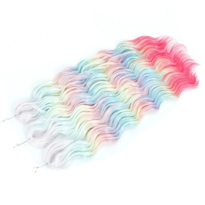 Extensiones sintéticas de 24 pulgadas y 300g para extensiones sintéticas de color arcoíris para <span class=keywords><strong>Gladys</strong></span>, trenzado de ondas de agua, rizado profundo suelto, fibra de alta temperatura - Product Image 2