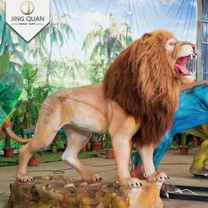 Lion robot Model dinosaurus animatronik, untuk taman hiburan realistis di luar ruangan