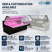 Réfrigérateur commercial pour boucherie, vitrine réfrigérée pour viande fraîche, refroidissement par air, éclairage LED, vitrine en verre, refroidisseur de viande à poser sur comptoir