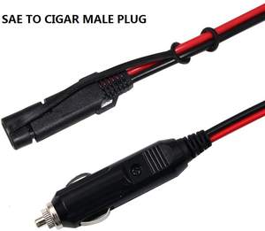 Adaptateur de prise allume-cigare mâle 12V 24V SAE à déconnexion rapide, câble d'extension de charge, chargeur de batterie - Product Image 2
