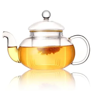 ชุดที่กรองชา400มล. 600มล. 800มล. ที่ถอดออกได้และไมโครเวฟปลอดภัยกาน้ำชาแก้วบานและใบชาทรงหลวม