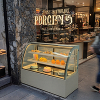 Vitrine réfrigérée commerciale pour gâteaux en verre incurvé avec éclairage LED pour boulangerie, vitrine de pâtisserie, armoire de refroidissement pour desserts