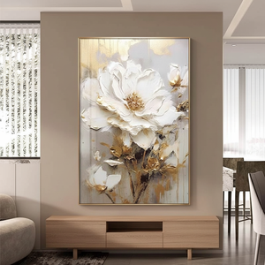 Décoration murale moderne, <span class=keywords><strong>peinture</strong></span> acrylique abstraite peinte à la main sur toile, <span class=keywords><strong>peinture</strong></span> florale texturée faite à la main pour la décoration <span class=keywords><strong>de</strong></span> la maison, luxe - Product Image 2