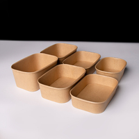Boîte à emporter biodégradable rectangulaire en papier kraft avec couvercle, personnalisable avec logo OEM, vente en gros, boîte alimentaire écologique