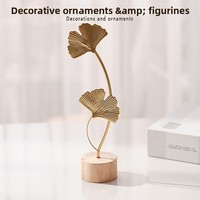 Ornement en fer plaqué or de style nordique en forme de feuille de Ginkgo pour la décoration du salon, de l'entrée ou du meuble à vin