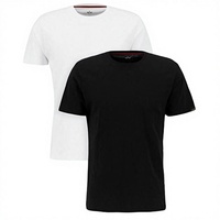 Alpha Industries Alpha Label T-shirt à manches courtes col rond 100% coton coupe classique lot de 2 pour homme noir/blanc