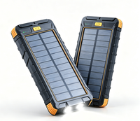 Batterie externe solaire 10000mAh, chargeur portable pour la randonnée et les voyages, avec indicateur LED, lampe de camping d'urgence