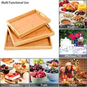 Bamboo Serving <b>Trays</b> 12x16 Inch Rectangular Restaurant Grade Multi Purpose <b>Tray</b> For <b>Tea</b> Coffee Fruit Service - Product Image 4
