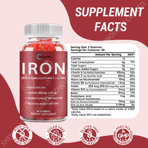Suplemento de <span class=keywords><strong>Hierro</strong></span> Vegano de Marca Privada OEM, Gomitas Sin Azúcar <span class=keywords><strong>con</strong></span> <span class=keywords><strong>Complejo</strong></span> <span class=keywords><strong>B</strong></span>, Vitamina C+A <span class=keywords><strong>y</strong></span> <span class=keywords><strong>Zinc</strong></span> para Adultos, Apoyo Inmunológico, Energético <span class=keywords><strong>y</strong></span> Sanguíneo - Product Image 2